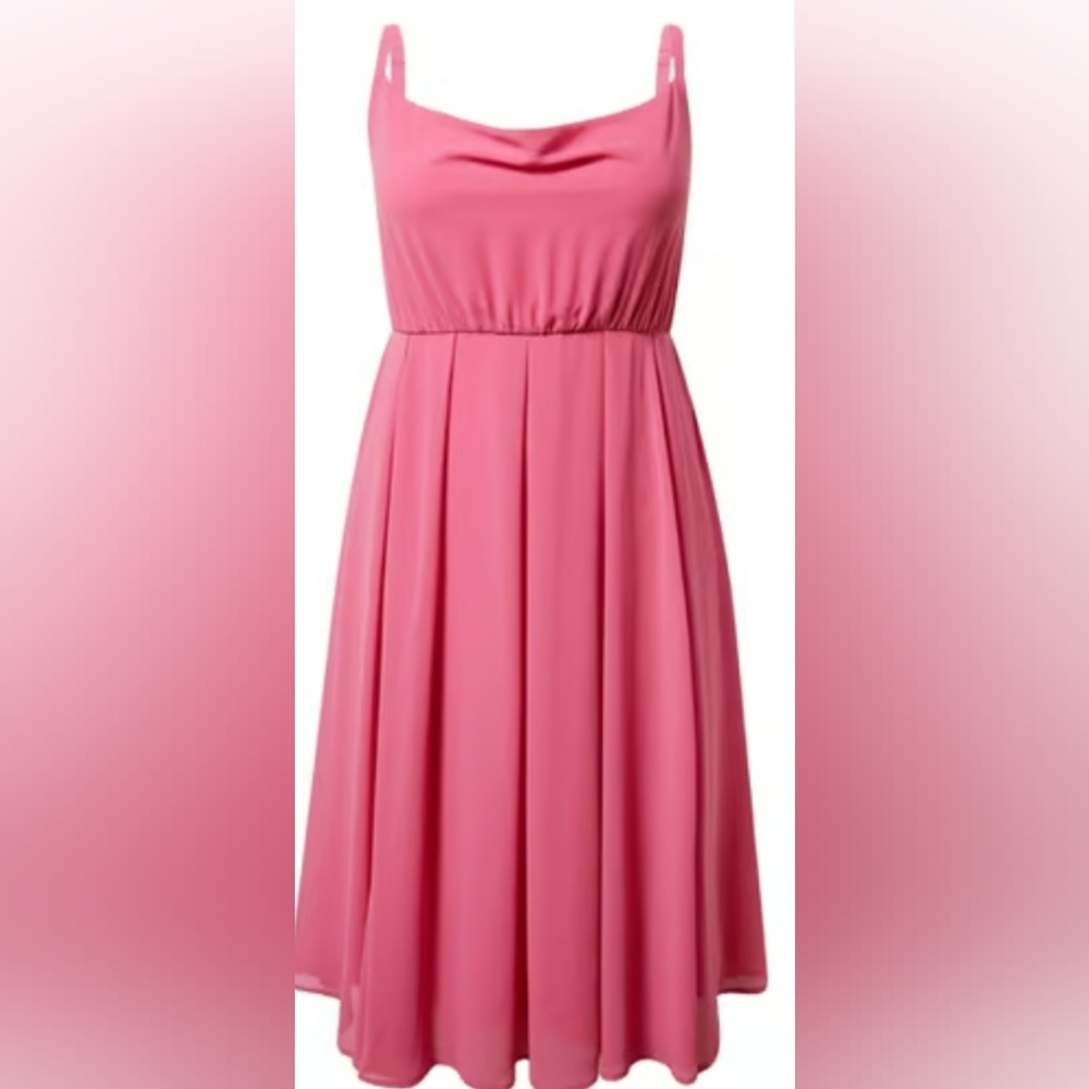 Torrid Pink Chiffon Cowl Neck Pleated Dress 2x,3x *Pockets.NWT